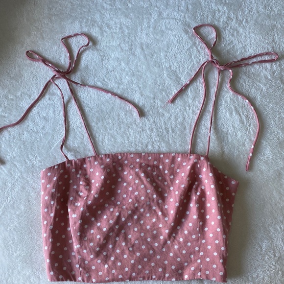 Zara pink polka dot crop top - Picture 5 of 9